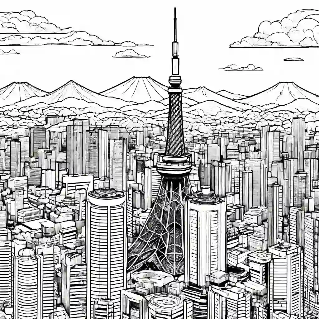 Tokyo Skyline coloring pages
